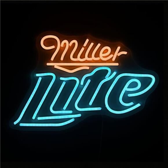 Miller Lite Beer LED Neon Sign Wall Decor Man Cave Bar Pub Bedroom Party NEW - Picture 1 of 7